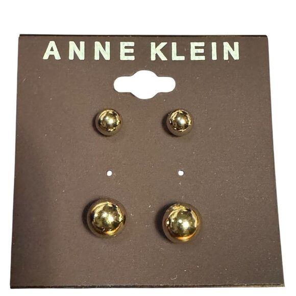 Anne Klein Gold-Tone Button Earrings - Picture 1 of 3